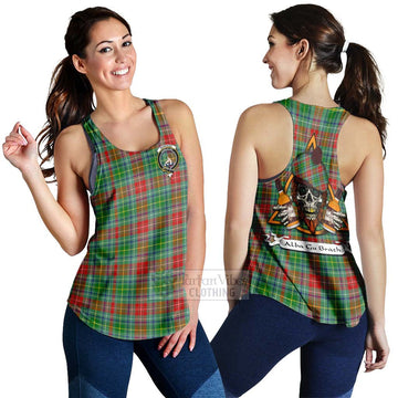 Muirhead Tartan Women's Racerback Tanks with Family Crest and Bearded Skull Holding Bottles of Whiskey 4XL - Tartan Vibes Clothing