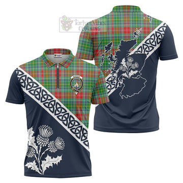 Muirhead Tartan Zipper Polo Shirt Featuring Thistle and Scotland Map Unisex - Tartanvibesclothing Store