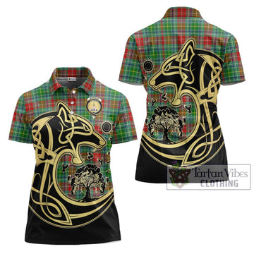 Muirhead Tartan Women's Polo Shirt with Family Crest Celtic Wolf Style Women - Tartan Vibes Clothing