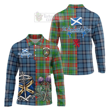 Muirhead Tartan Long Sleeve Polo Shirt Happy St. Andrew's Day Half Tartan Style Unisex - Tartan Vibes Clothing