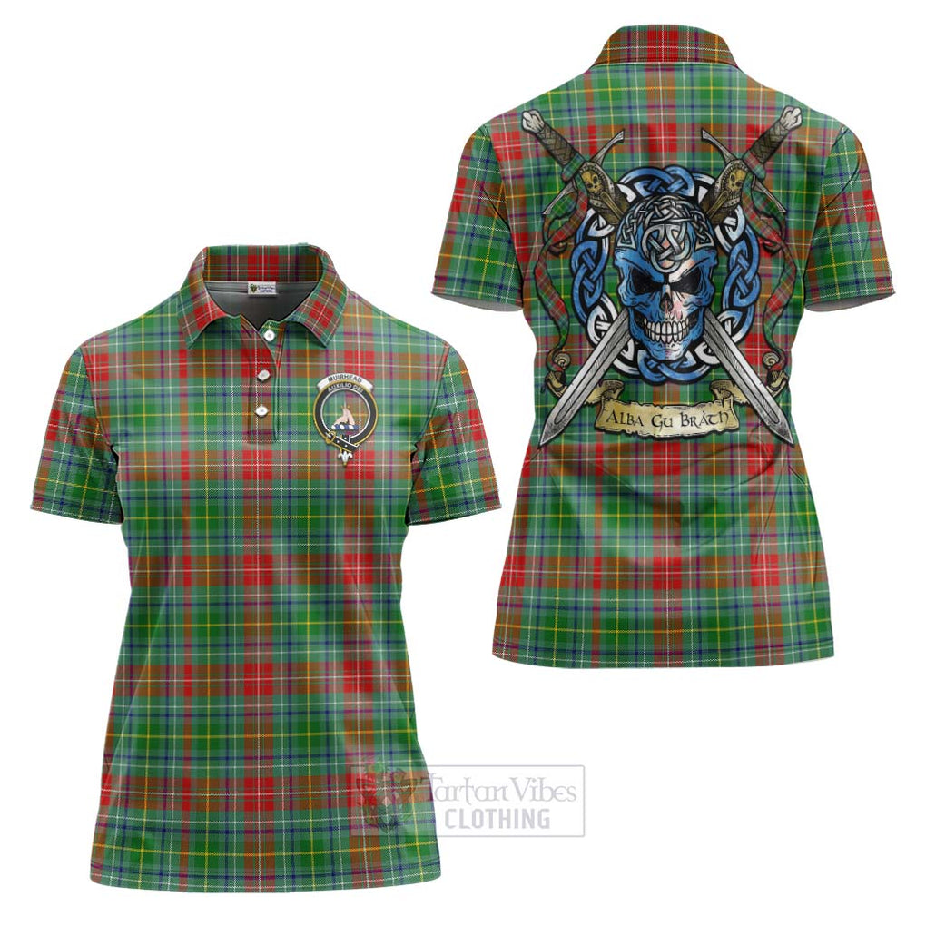 Muirhead Tartan Women's Polo Shirt with Family Crest Celtic Skull Style Women - Tartan Vibes Clothing