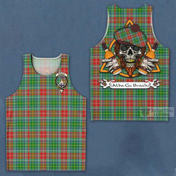 Muirhead Tartan Men's Tank Top with Family Crest and Bearded Skull Holding Bottles of Whiskey Men - Tartan Vibes Clothing