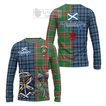 Muirhead Tartan Long Sleeve T-Shirt Happy St. Andrew's Day Half Tartan Style Unisex - Tartan Vibes Clothing