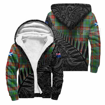 Muirhead Crest Tartan Sherpa Hoodie with New Zealand Silver Fern Half Style Unisex S - Tartan Vibes Clothing