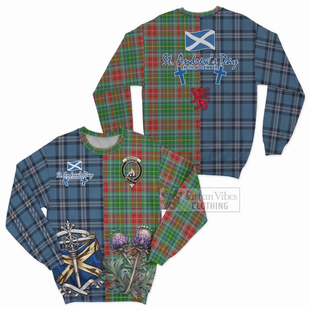 Muirhead Tartan Sweatshirt Happy St. Andrew's Day Half Tartan Style Unisex - Tartan Vibes Clothing