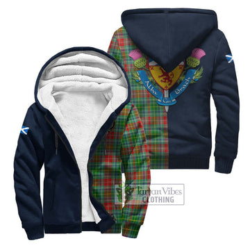 Muirhead Tartan Sherpa Hoodie Alba with Scottish Lion Royal Arm Half Style Unisex S - Tartan Vibes Clothing