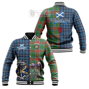 Muirhead Tartan Baseball Jacket Happy St. Andrew's Day Half Tartan Style Unisex - Tartan Vibes Clothing