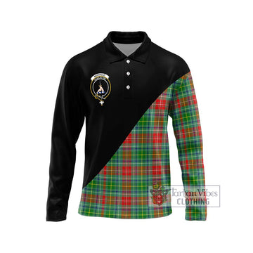 Muirhead Tartan Long Sleeve Polo Shirt with Family Crest and Military Logo Style Unisex - Tartan Vibes Clothing