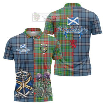 Muirhead Tartan Zipper Polo Shirt Happy St. Andrew's Day Half Tartan Style Unisex - Tartan Vibes Clothing