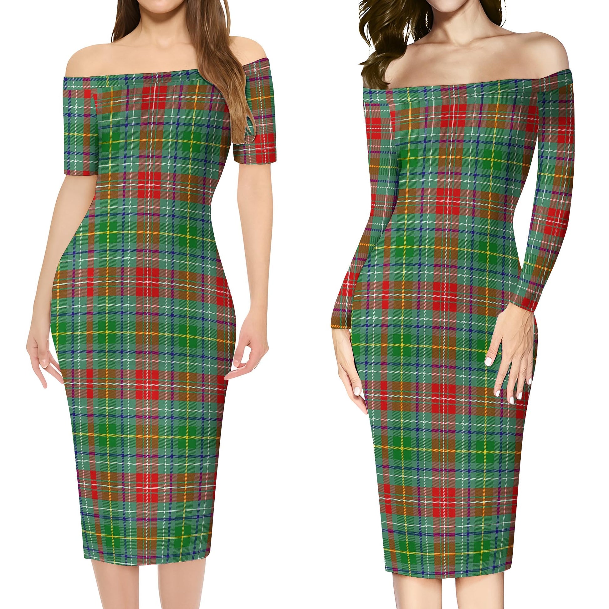 Muirhead Tartan Off Shoulder Lady Dress Women's Dress - Tartan Vibes Clothing