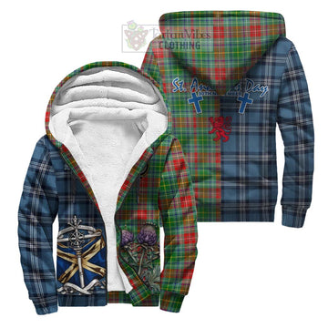 Muirhead Tartan Sherpa Hoodie Happy St. Andrew's Day Half Tartan Style Unisex S - Tartan Vibes Clothing