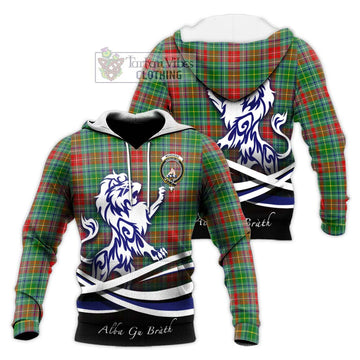 Muirhead Tartan Knitted Hoodie with Alba Gu Brath Regal Lion Emblem Unisex Knitted Pullover Hoodie - Tartan Vibes Clothing