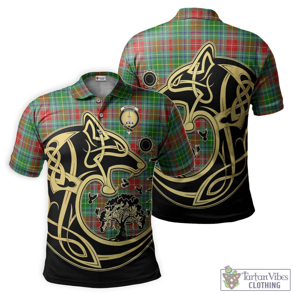 Muirhead Tartan Polo Shirt with Family Crest Celtic Wolf Style Kid - Tartan Vibes Clothing