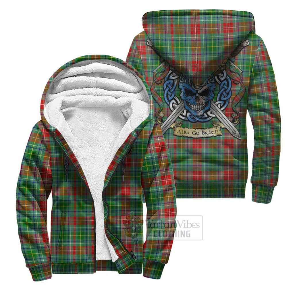 Muirhead Tartan Sherpa Hoodie with Family Crest Celtic Skull Style Unisex S - Tartan Vibes Clothing