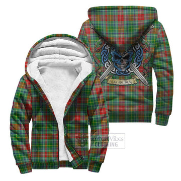 Muirhead Tartan Sherpa Hoodie with Family Crest Celtic Skull Style Unisex S - Tartan Vibes Clothing
