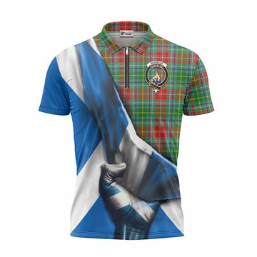 Muirhead Tartan Zipper Polo Shirt with Family Crest Scotland Patriotic Style Unisex - Tartan Vibes Clothing
