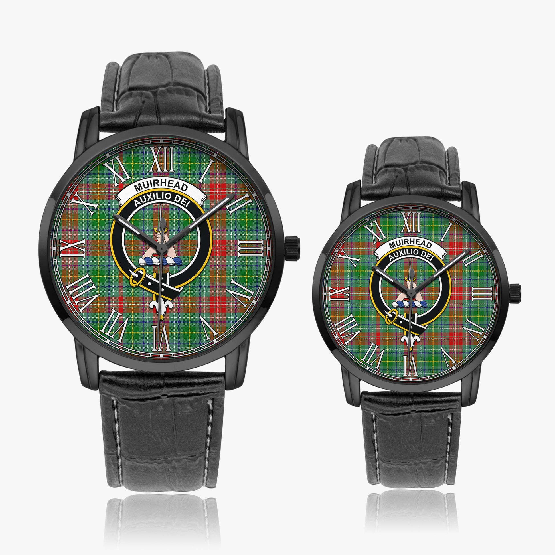 Muirhead Tartan Family Crest Leather Strap Quartz Watch Wide Type - Tartan Vibes Clothing