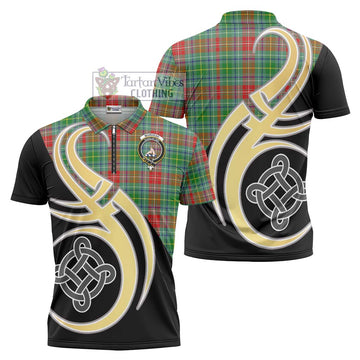 Muirhead Tartan Zipper Polo Shirt with Family Crest and Celtic Symbol Style Unisex - Tartan Vibes Clothing