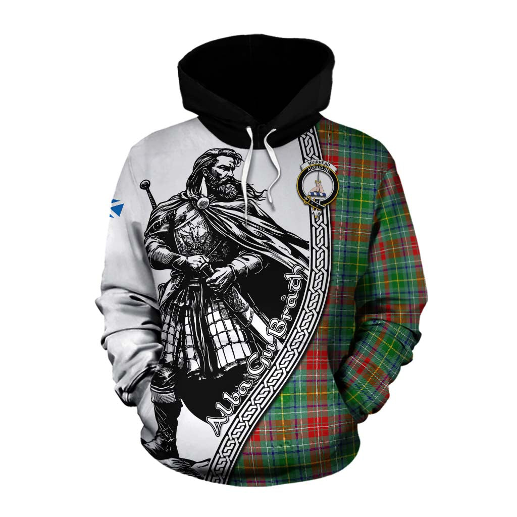 Muirhead Tartan Clan Crest Cotton Hoodie with Highlander Warrior Celtic Style Pullover Hoodie XS - Tartan Vibes Clothing
