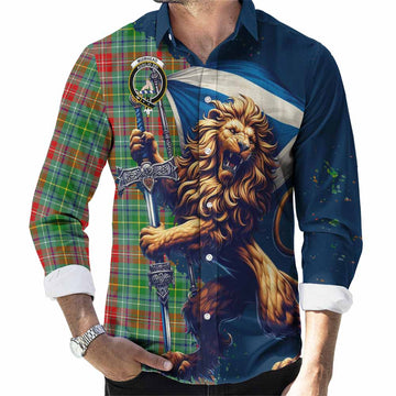 Muirhead Tartan Family Crest Long Sleeve Button Shirt with Scottish Majestic Lion Men's Shirt S - Tartan Vibes Clothing