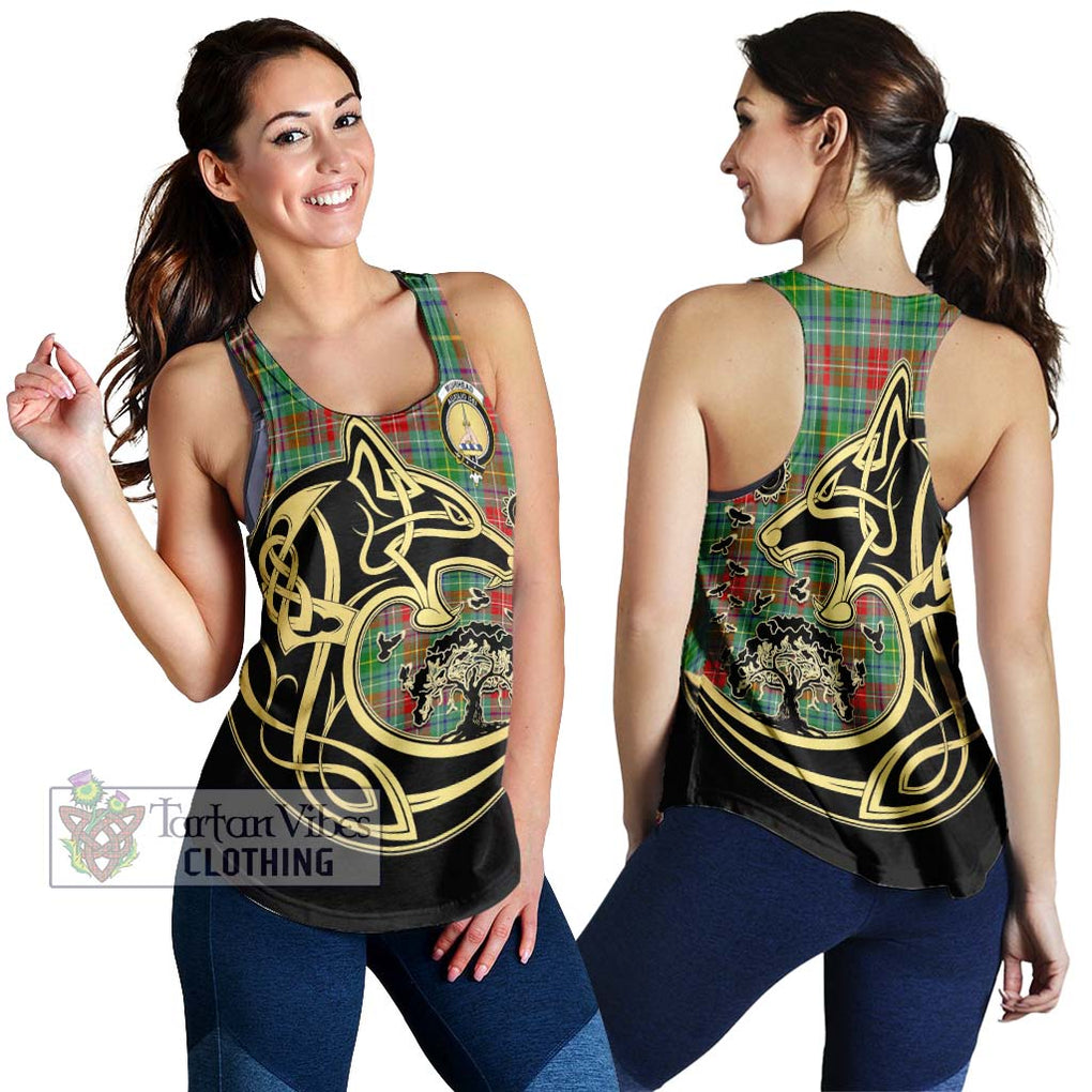 Muirhead Tartan Women's Racerback Tanks with Family Crest Celtic Wolf Style 4XL - Tartan Vibes Clothing