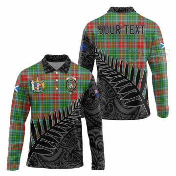 Muirhead Crest Tartan Long Sleeve Polo Shirt with New Zealand Silver Fern Half Style Unisex - Tartan Vibes Clothing