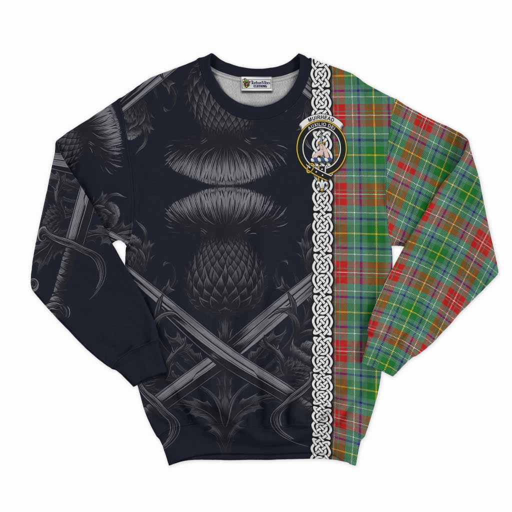 Muirhead Tartan Sweatshirt with Family Crest Cross Sword Thistle Celtic Vibes Unisex - Tartan Vibes Clothing