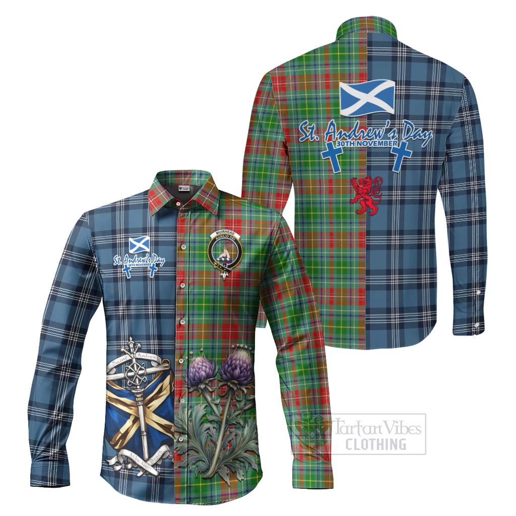 Muirhead Tartan Long Sleeve Button Shirt Happy St. Andrew's Day Half Tartan Style Men's Shirt S - Tartan Vibes Clothing