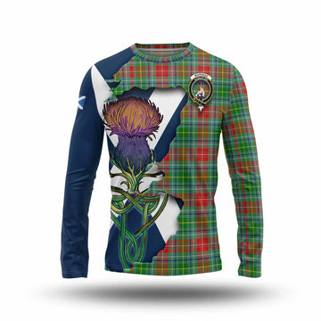 Tartan Vibes Clothing Muirhead Tartan Family Crest Long Sleeve T-Shirt Scottish Thistle Celtic Inspired