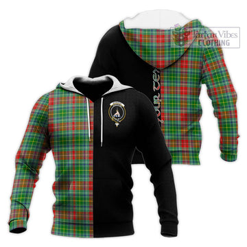 Muirhead Tartan Knitted Hoodie with Family Crest and Half Of Me Style Unisex Knitted Pullover Hoodie - Tartan Vibes Clothing