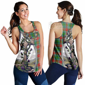 Muirhead Tartan Women's Racerback Tanks with Family Crest and St. Andrew's Cross Accented by Thistle Vines 4XL - Tartan Vibes Clothing