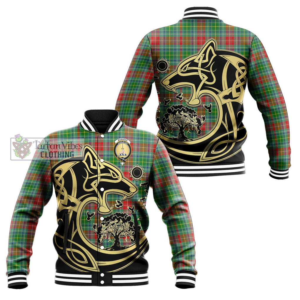 Muirhead Tartan Baseball Jacket with Family Crest Celtic Wolf Style Unisex - Tartan Vibes Clothing