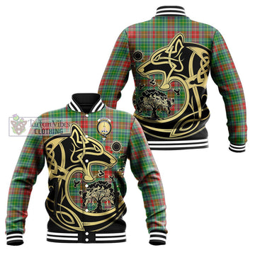 Muirhead Tartan Baseball Jacket with Family Crest Celtic Wolf Style Unisex - Tartan Vibes Clothing