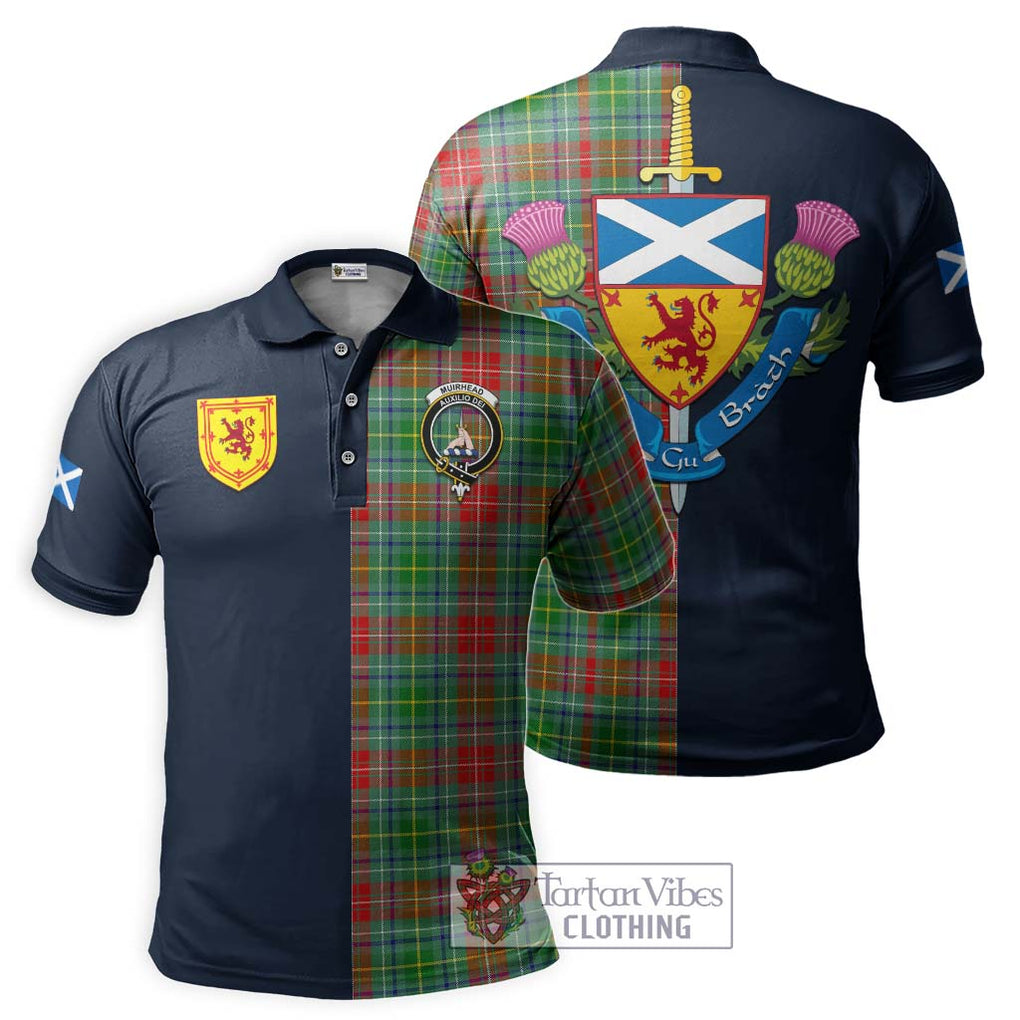 Muirhead Tartan Polo Shirt Alba with Scottish Lion Royal Arm Half Style Kid - Tartan Vibes Clothing