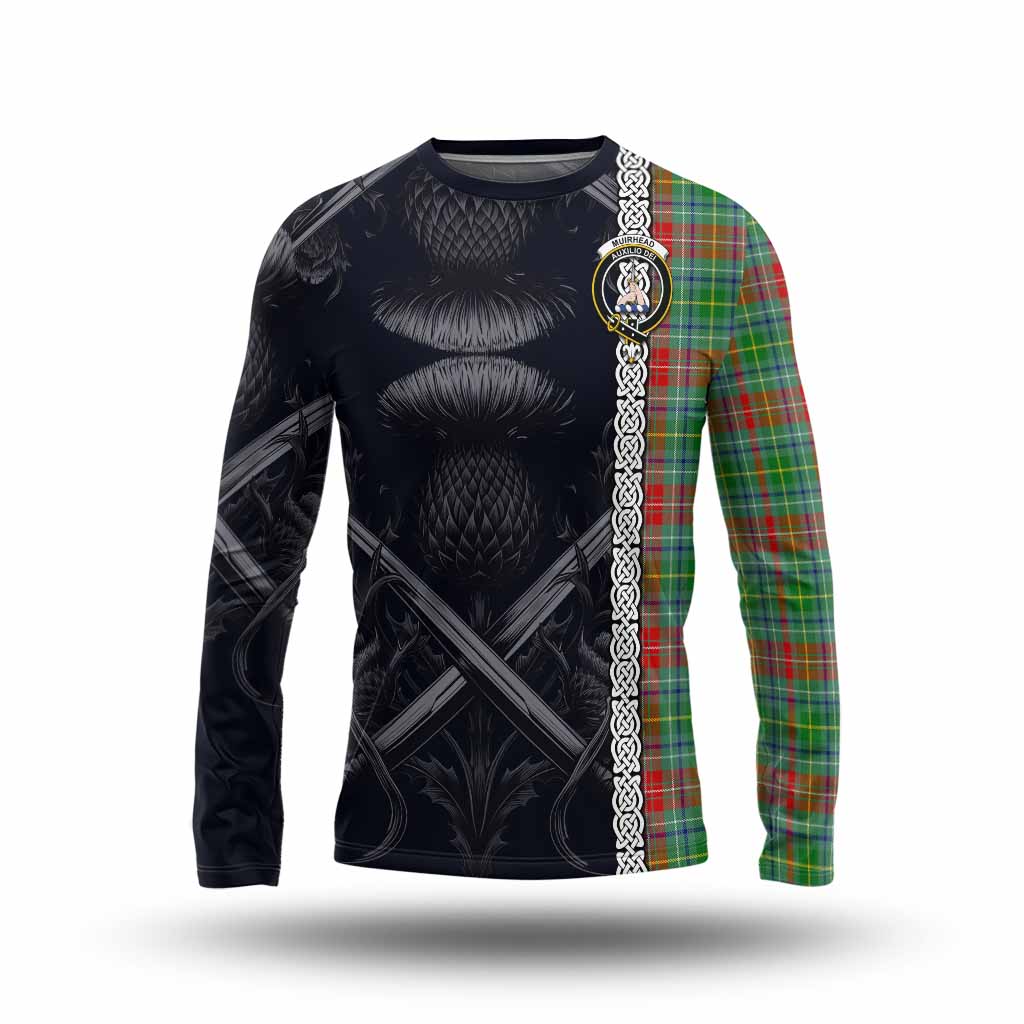 Muirhead Tartan Long Sleeve T-Shirt with Family Crest Cross Sword Thistle Celtic Vibes Unisex - Tartan Vibes Clothing