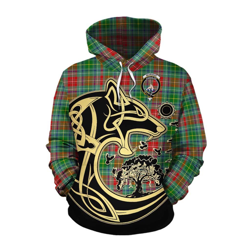 Muirhead Tartan Cotton Hoodie with Family Crest Celtic Wolf Style Pullover Hoodie XS - Tartan Vibes Clothing