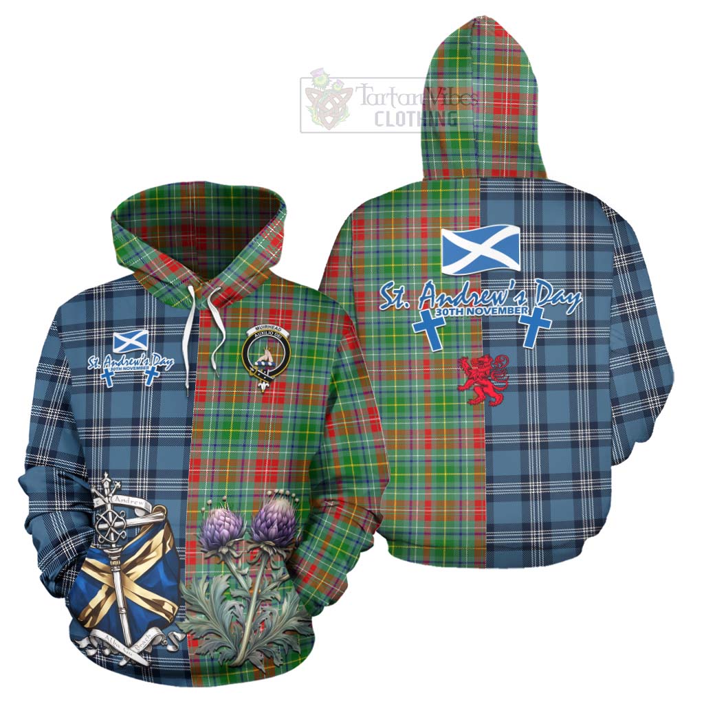 Muirhead Tartan Hoodie Happy St. Andrew's Day Half Tartan Style Zip Hoodie - Tartan Vibes Clothing
