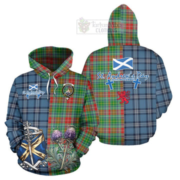 Muirhead Tartan Hoodie Happy St. Andrew's Day Half Tartan Style Zip Hoodie - Tartan Vibes Clothing