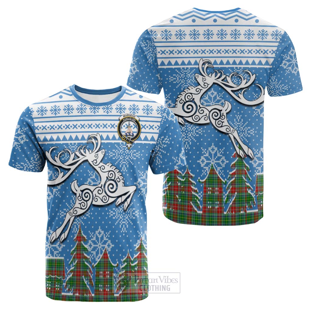 Muirhead Clan Christmas Cotton T-shirt Celtic Reindeer Style Kid's Shirt - Tartan Vibes Clothing