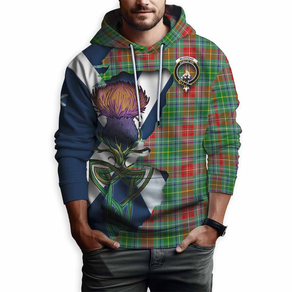 Tartan Vibes Clothing Muirhead Tartan Family Crest Hoodie Scottish Thistle Celtic Inspired