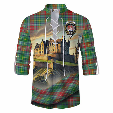 Muirhead Tartan Family Crest Ghillie Kilt Shirt with Scottish Ancient Castle Style Men - Tartan Vibes Clothing