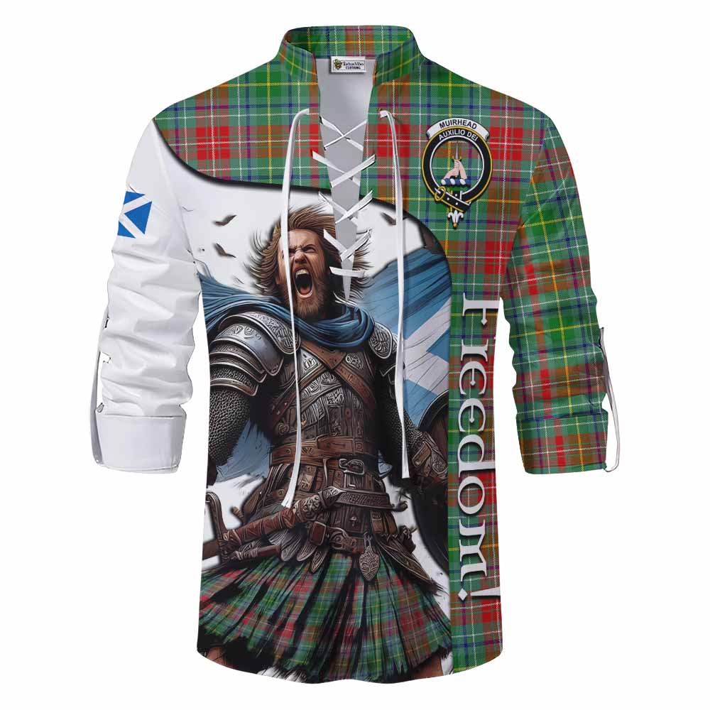 Tartan Vibes Clothing Muirhead Crest Tartan Ghillie Kilt Shirt Inspired by the Freedom of Scottish Warrior