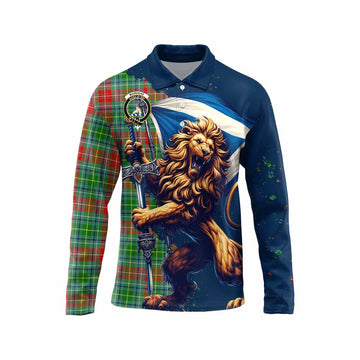 Muirhead Tartan Family Crest Long Sleeve Polo Shirt with Scottish Majestic Lion Unisex - Tartan Vibes Clothing