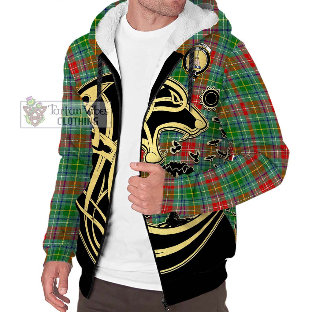 Muirhead Tartan Sherpa Hoodie with Family Crest Celtic Wolf Style Unisex S - Tartan Vibes Clothing