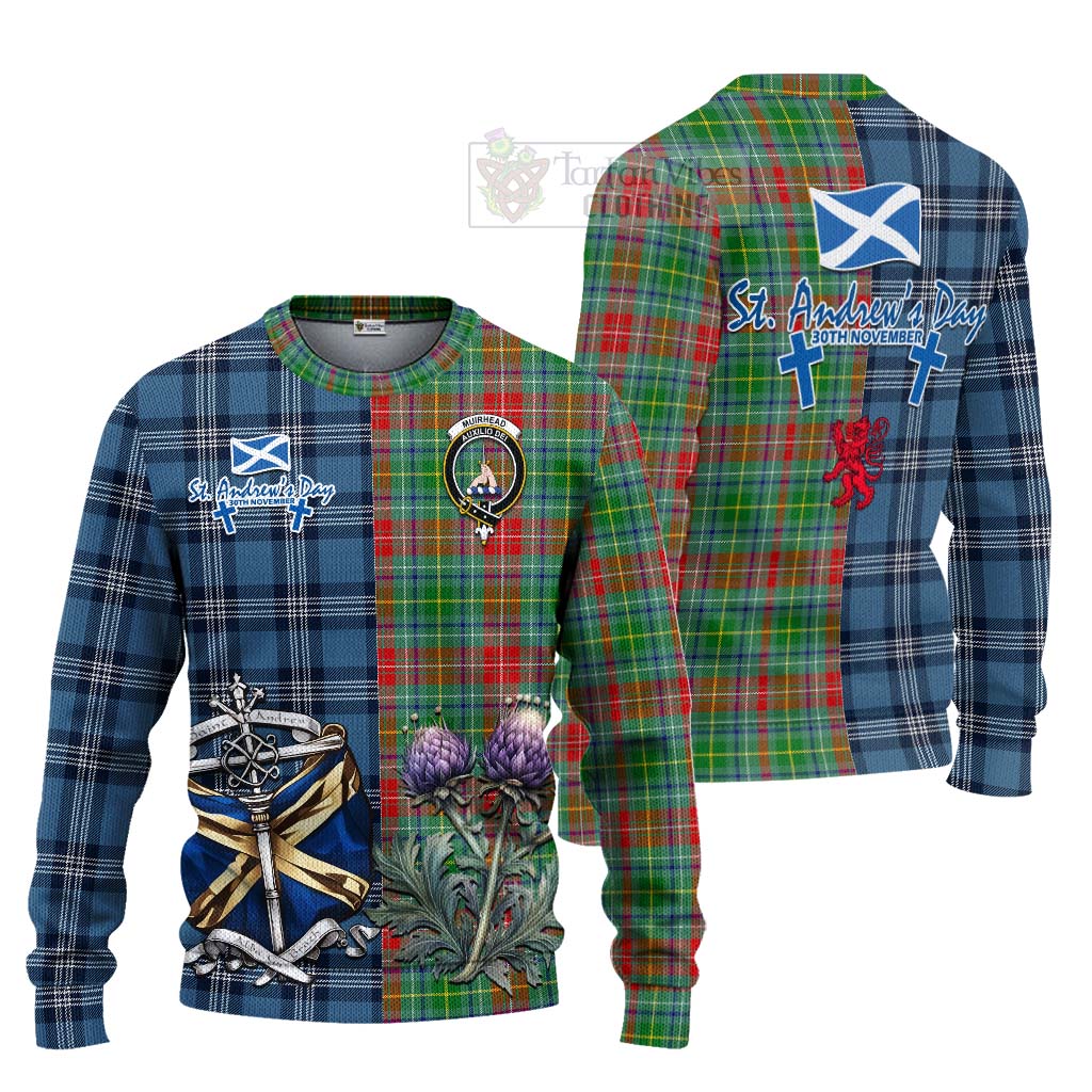Muirhead Tartan Knitted Sweater Happy St. Andrew's Day Half Tartan Style Unisex - Tartan Vibes Clothing