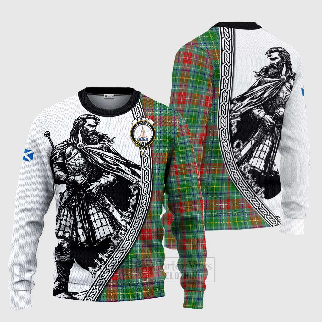 Muirhead Tartan Clan Crest Knitted Sweater with Highlander Warrior Celtic Style Unisex - Tartan Vibes Clothing