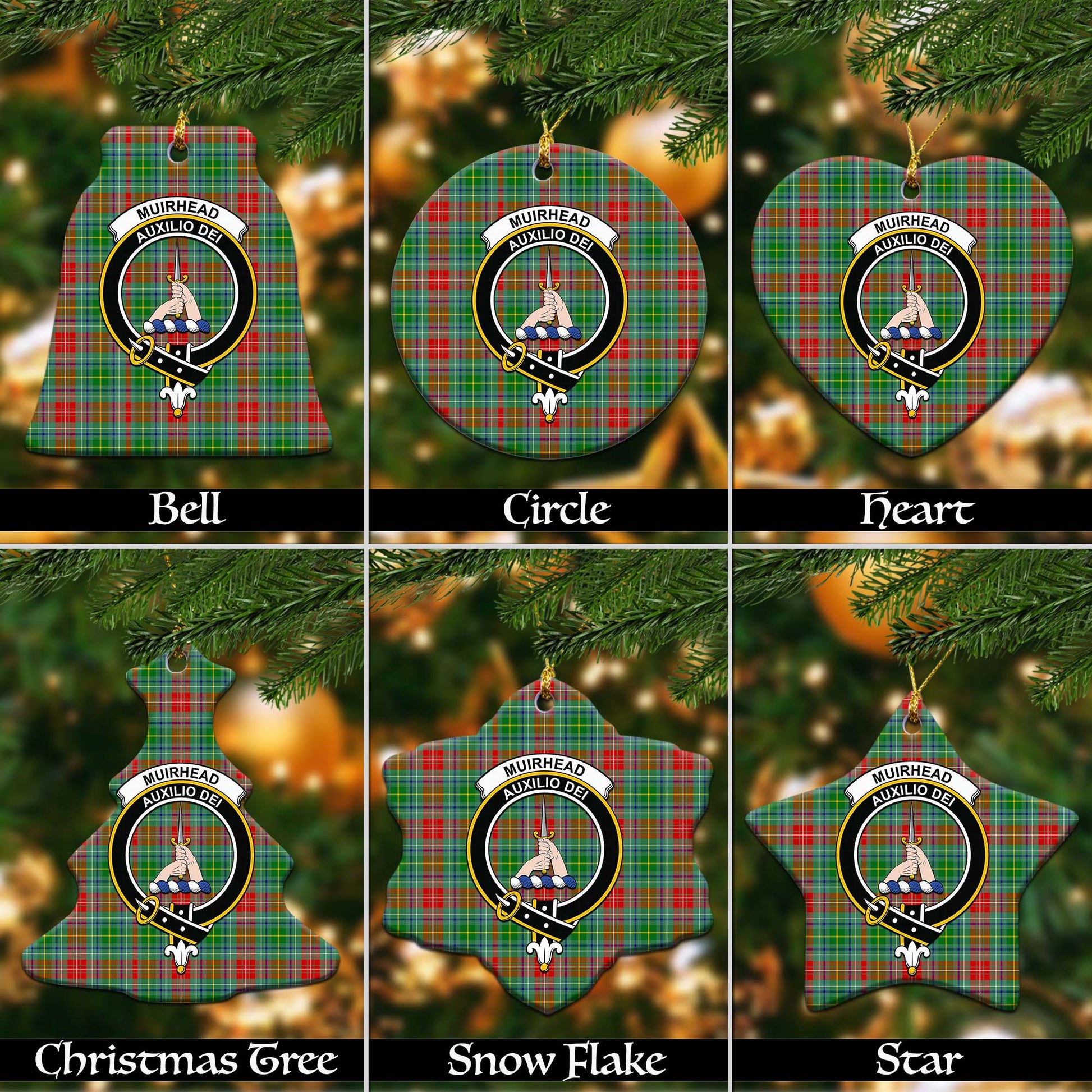 Muirhead Tartan Christmas Ceramic Ornaments with Family Crest Ceramic - Tartan Vibes Clothing