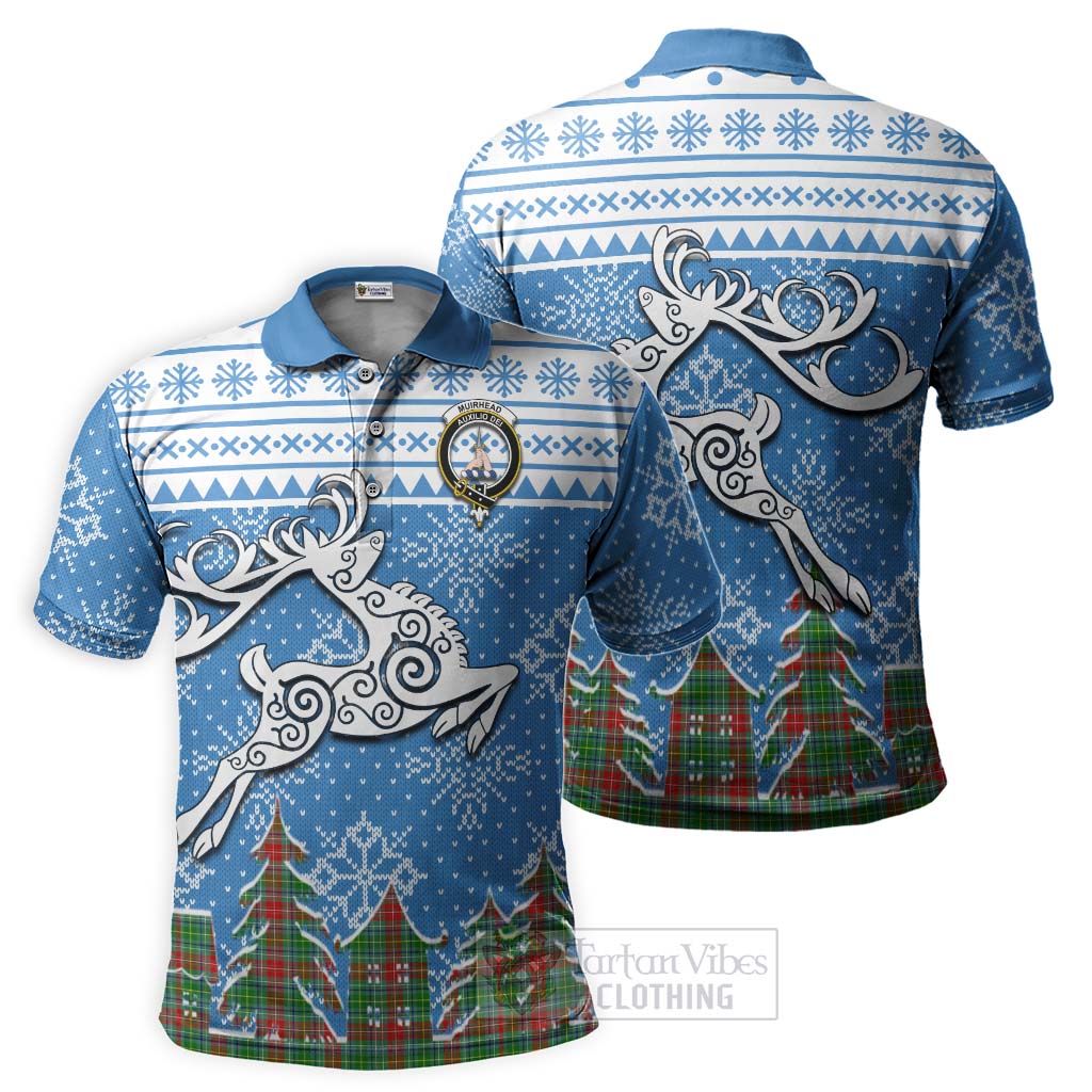 Muirhead Clan Christmas Polo Shirt Celtic Reindeer Style Kid - Tartan Vibes Clothing