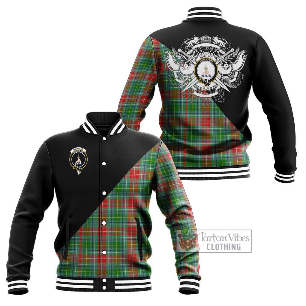 Muirhead Tartan Baseball Jacket with Family Crest and Military Logo Style Unisex - Tartan Vibes Clothing