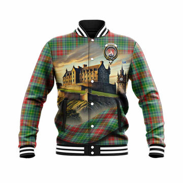 Muirhead Tartan Family Crest Baseball Jacket with Scottish Ancient Castle Style Unisex - Tartan Vibes Clothing